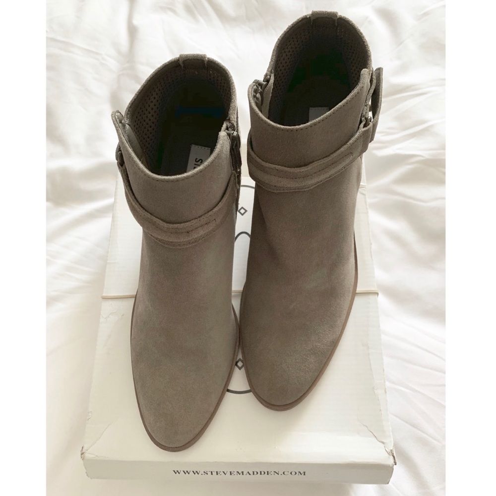 Steve Madden Pati Taupe Suede Ankle Boot